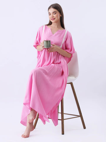 Solid rayon yoke kaftaan