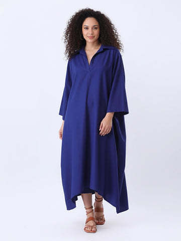 Navy poplin long dress