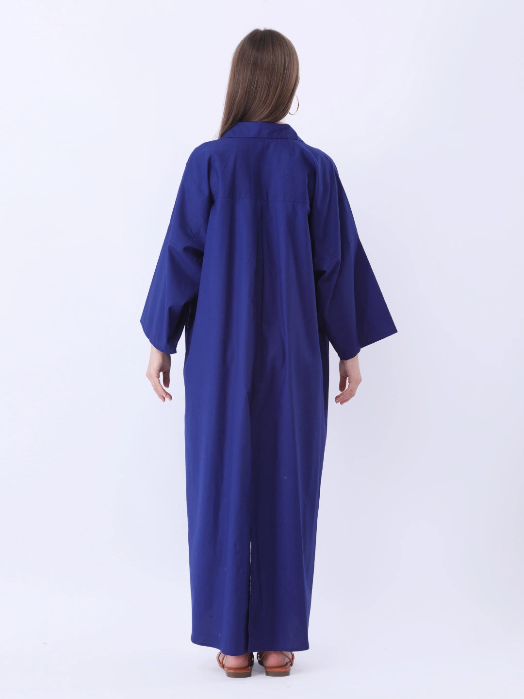 Navy poplin long dress