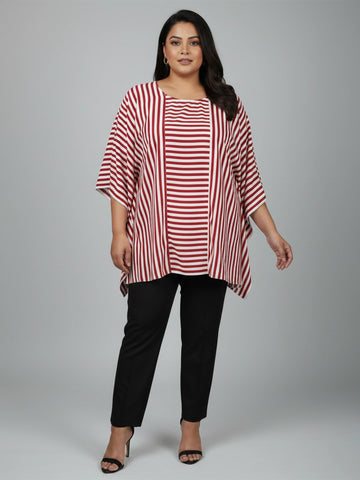 Maroon stripe kaftaan style top