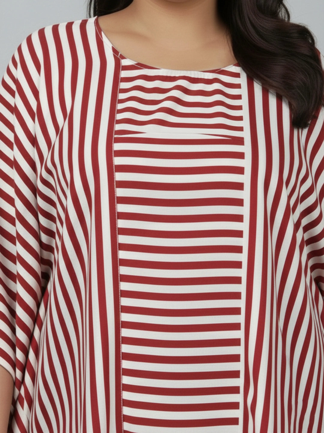 Maroon stripe kaftaan style top