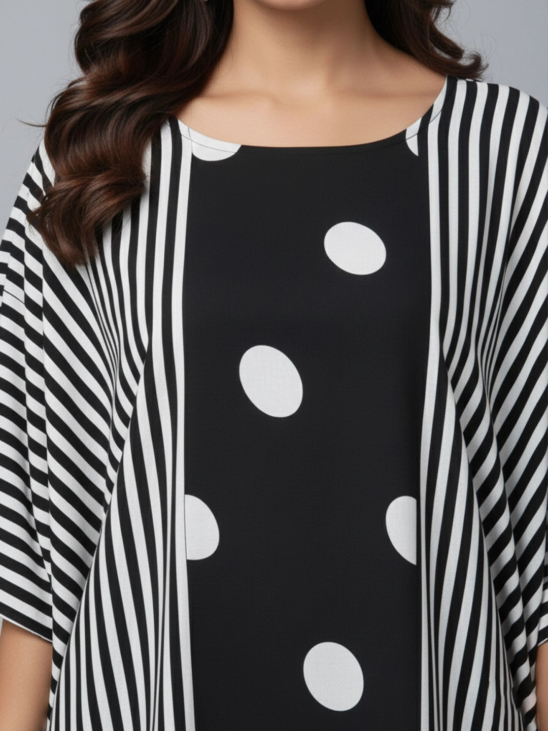 Black printed kaftaan style top