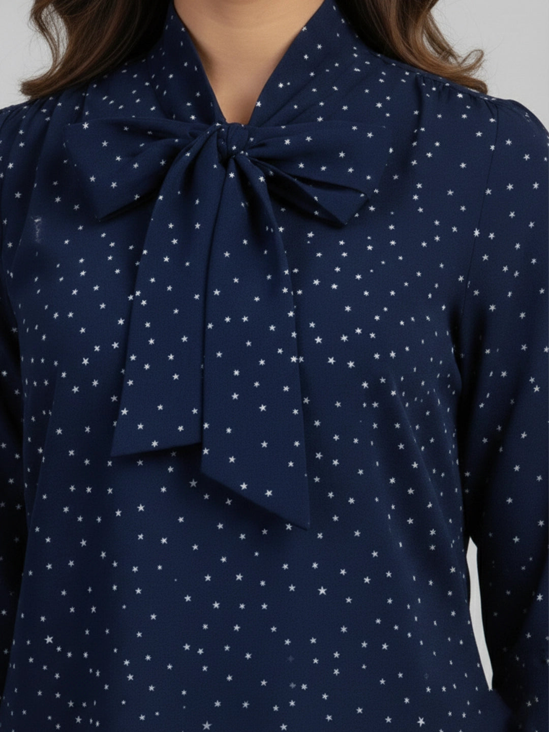 Navy printed tie top