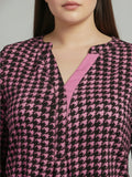 pink houndstooth crepe shirt — side view