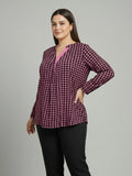 pink houndstooth crepe shirt — back view