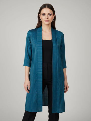 Teal gold zari long shrug