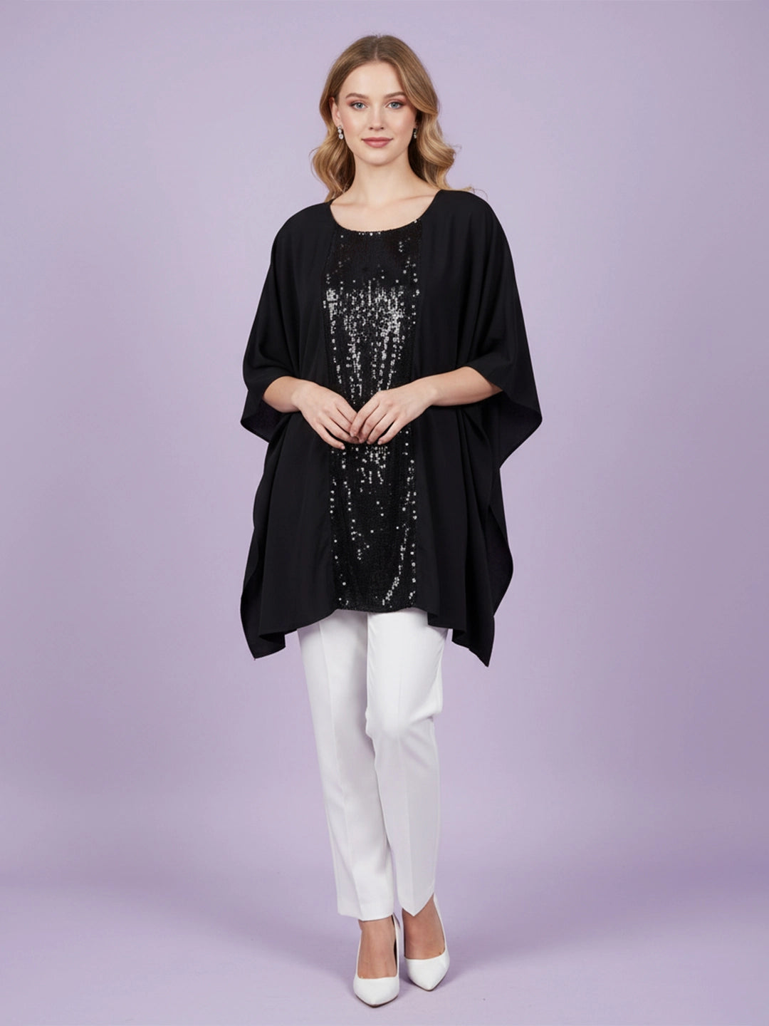 Sequin embellished kaftan top