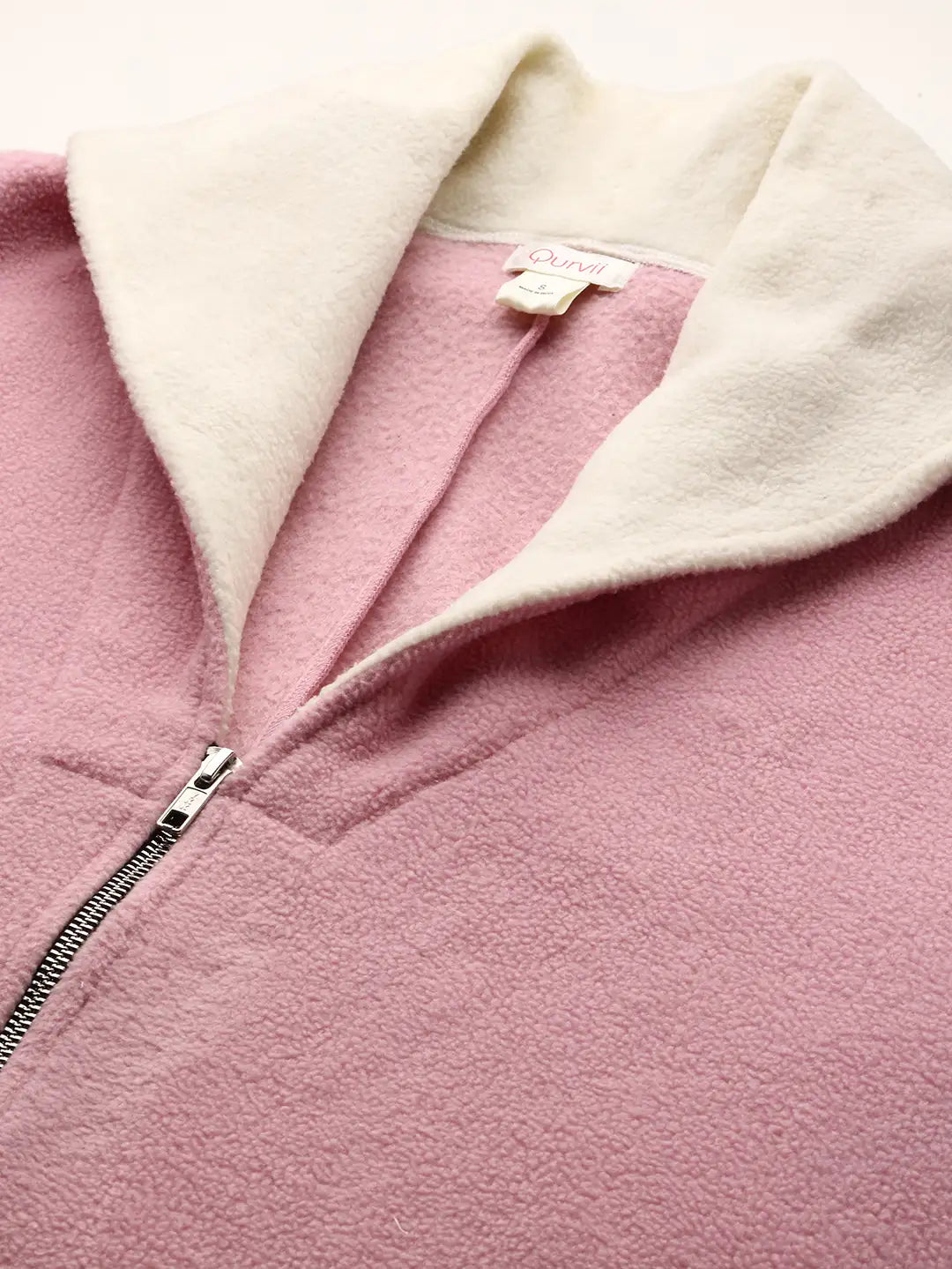 Light pink fleece jacket with shawl collar