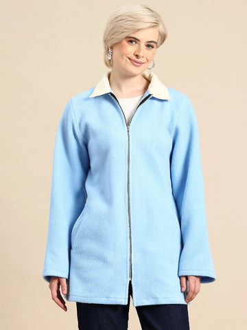 Light blue fleece jacket with full sleeve