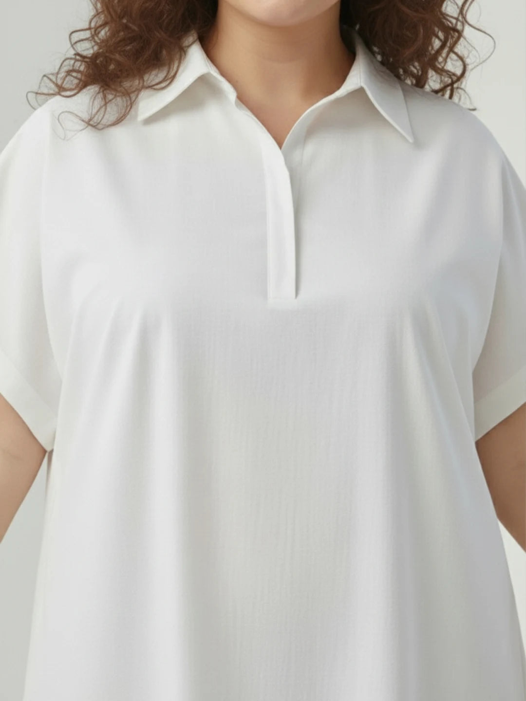 White & black poplin colorblock oversize dress