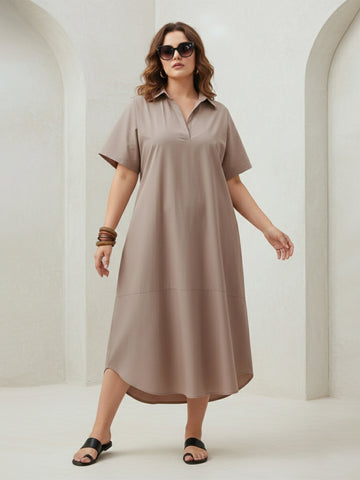 Beige poplin oversize dress