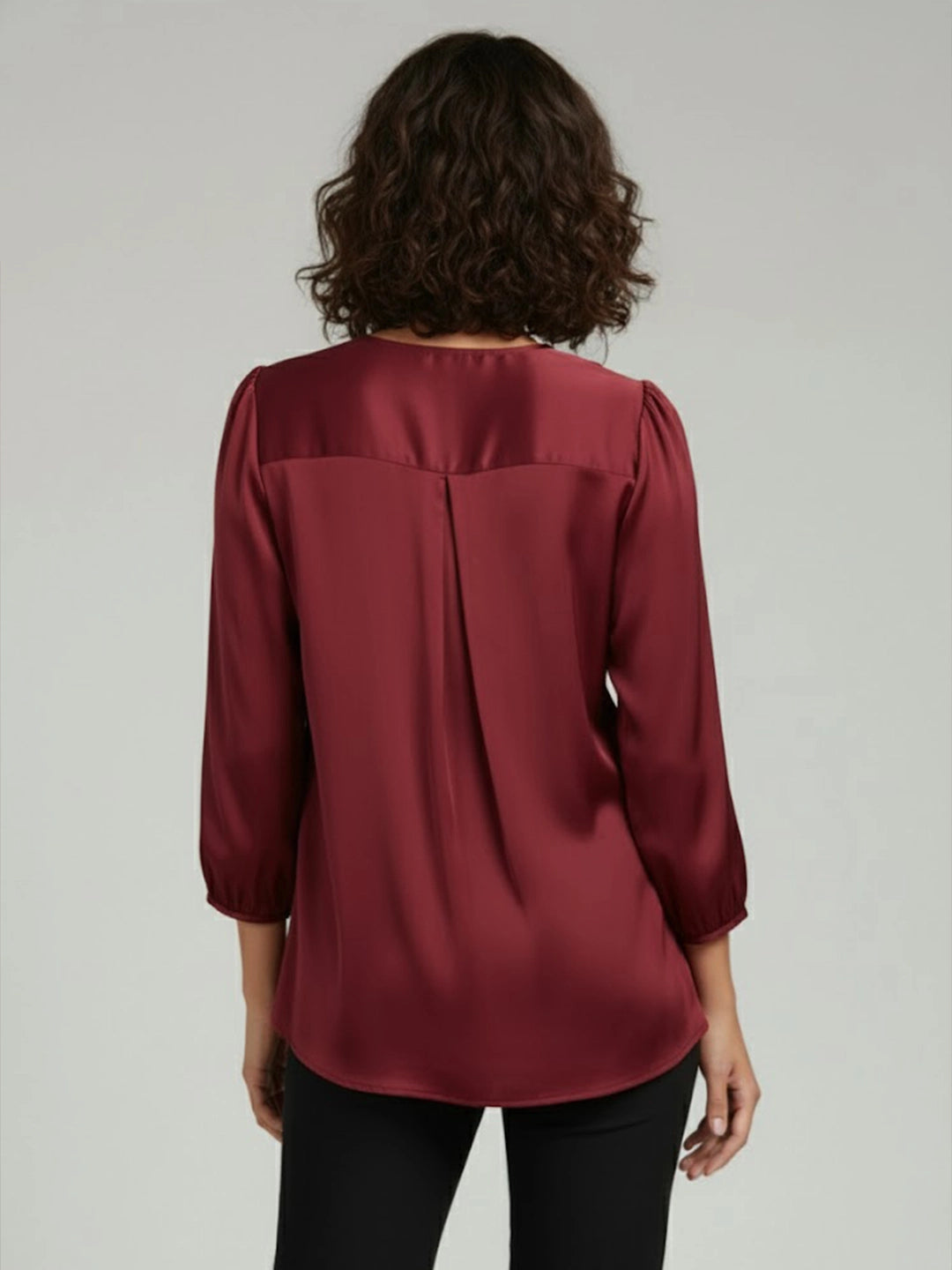 Maroon satin ruffle neck top
