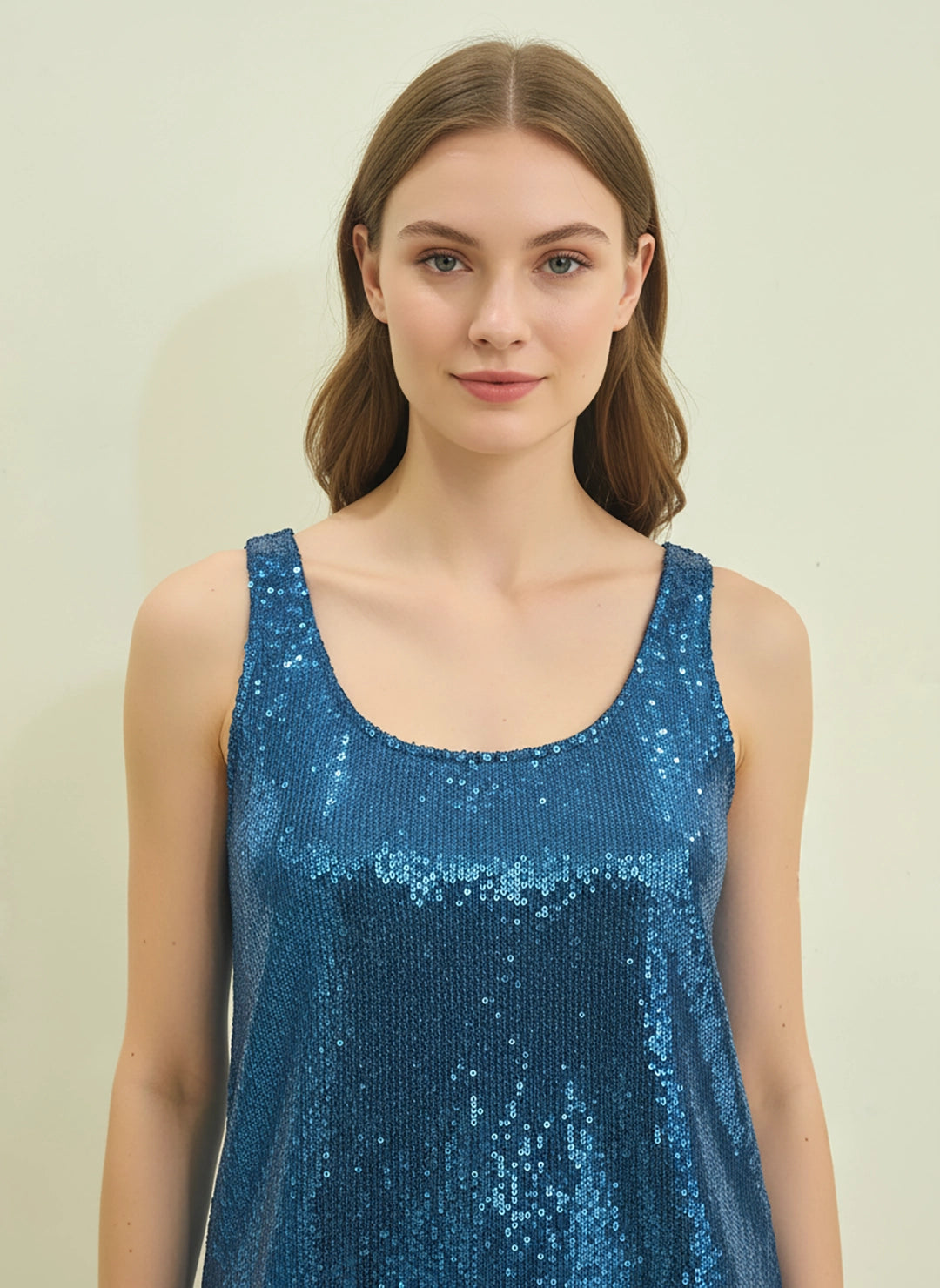 Teal sequin tank top