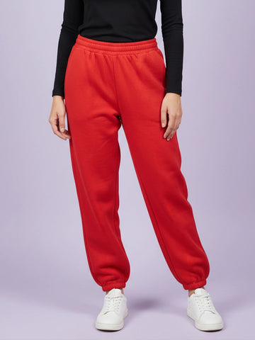 Red fleece joggers