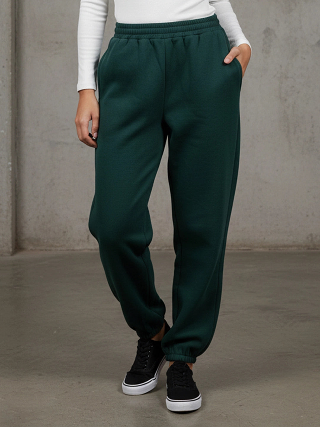 Green fleece joggers