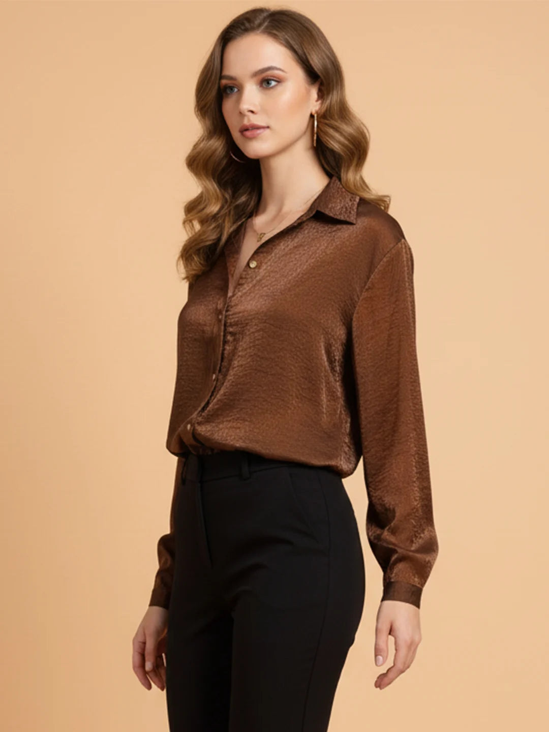 Organza party shirt with cuff sleeves