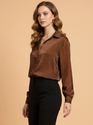 Organza party shirt with cuff sleeves