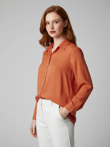 Orange shirt with cuff sleeves
