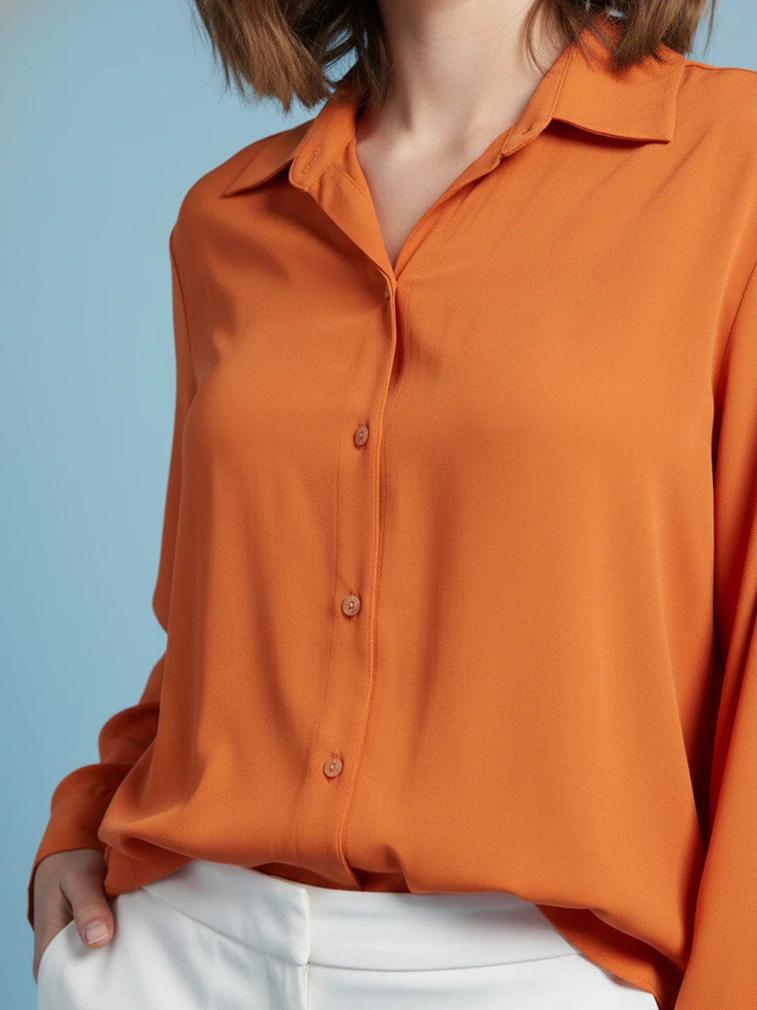 Orange shirt with cuff sleeves