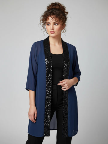 Navy georgette shrug with embellished sequins