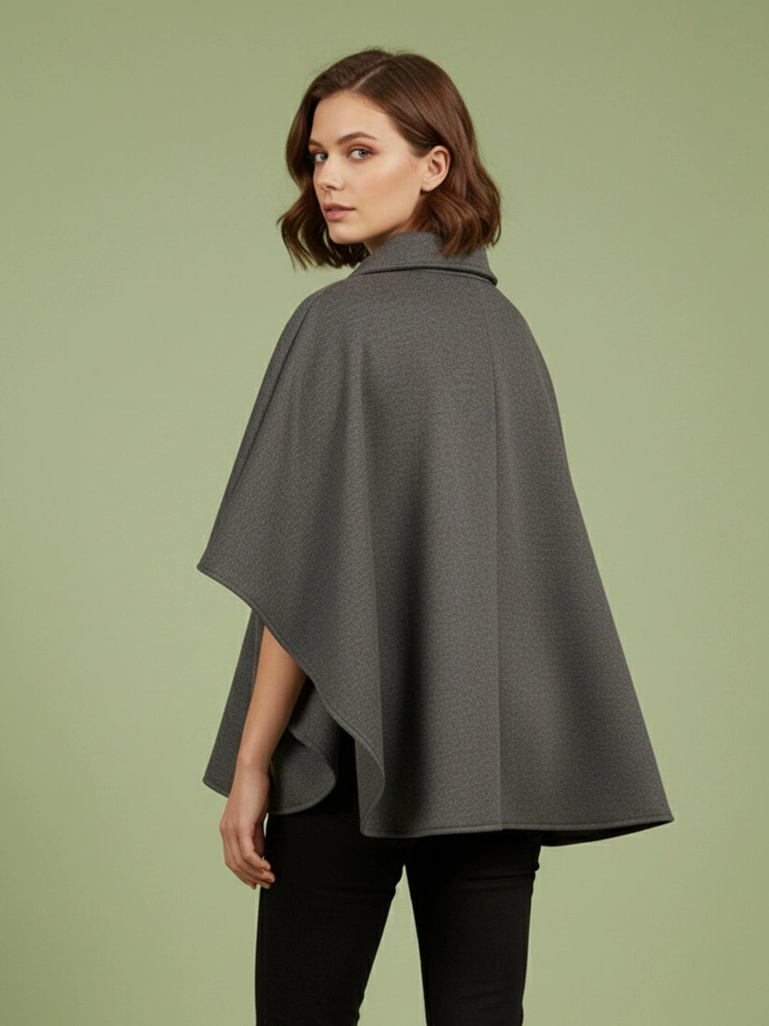Gray fleece poncho jacket