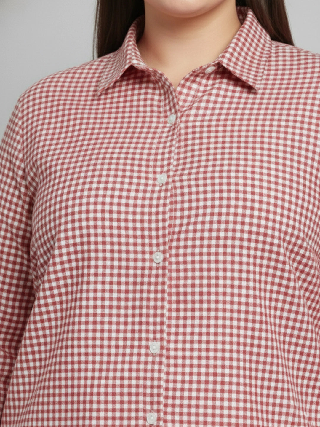 Gingham print cotton shirt