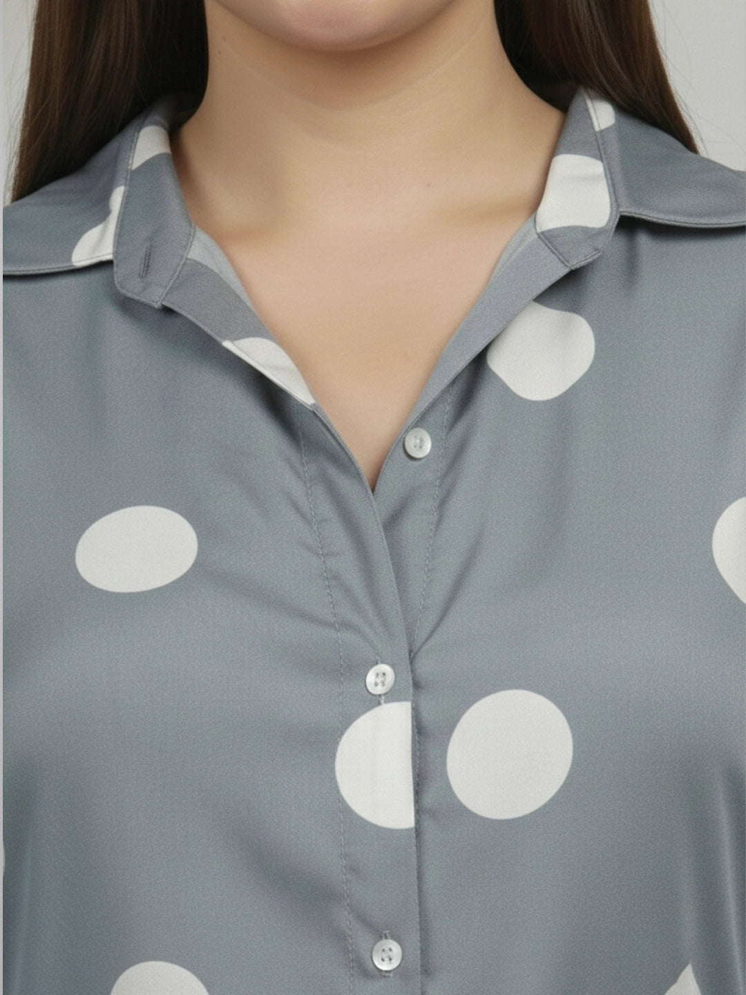 Gray polka cuff sleeve shirt