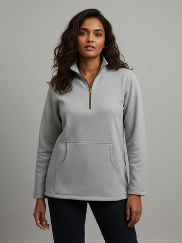 Grey fleece zipper sweatshirt