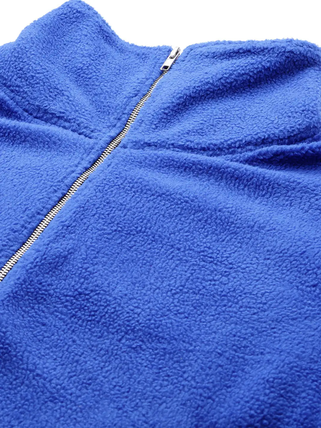 Blue fleece zipper poncho jacket