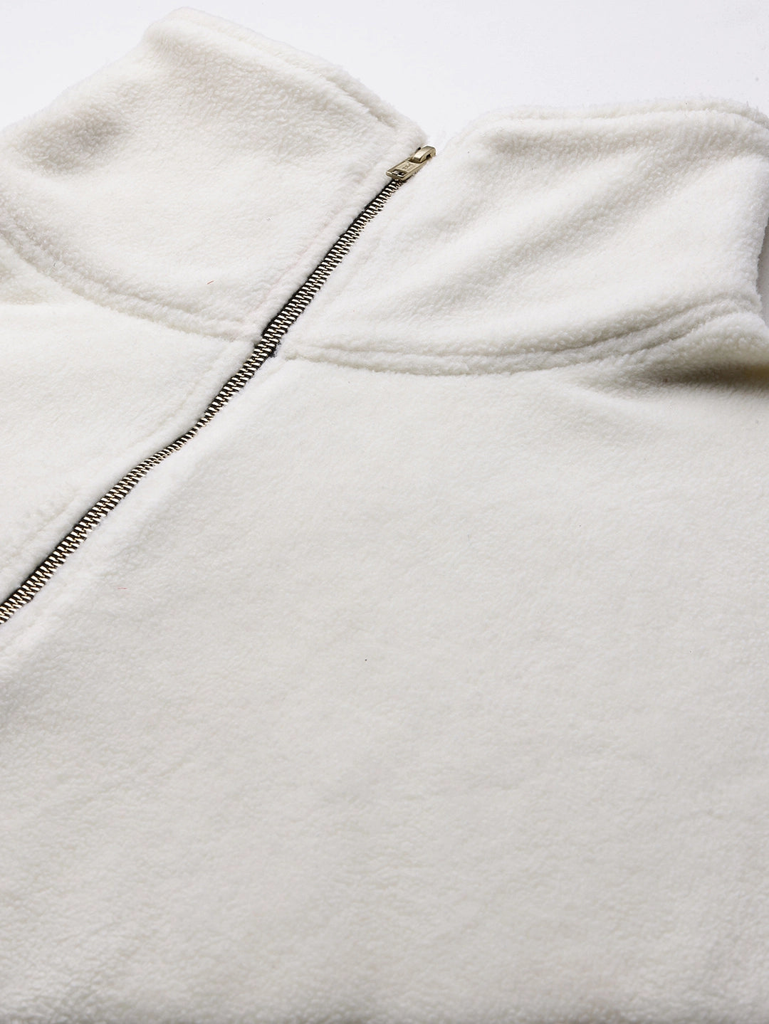 White fleece zipper poncho jacket
