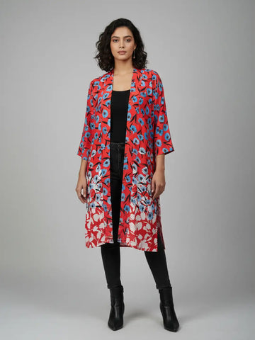 Silkblend floral long shrug