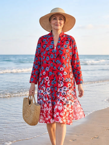 Silkblend floral long shrug