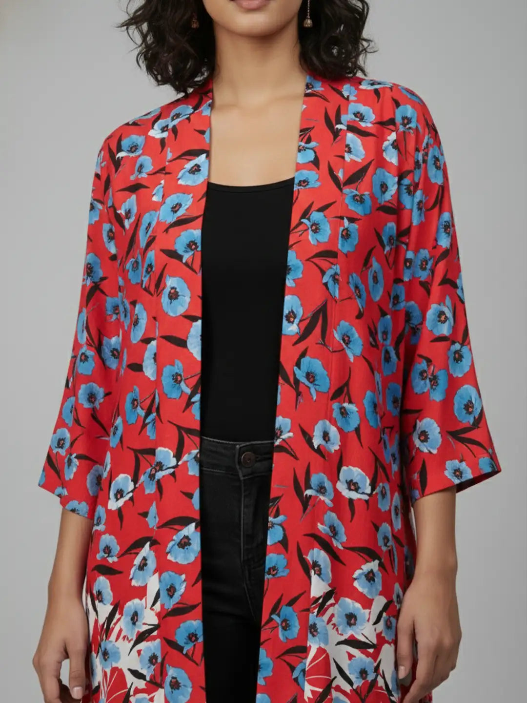 Silkblend floral long shrug