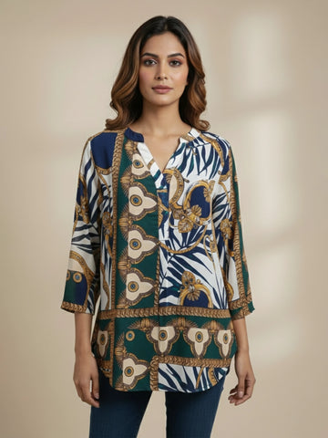 Chain print georgette full sleeve shirt