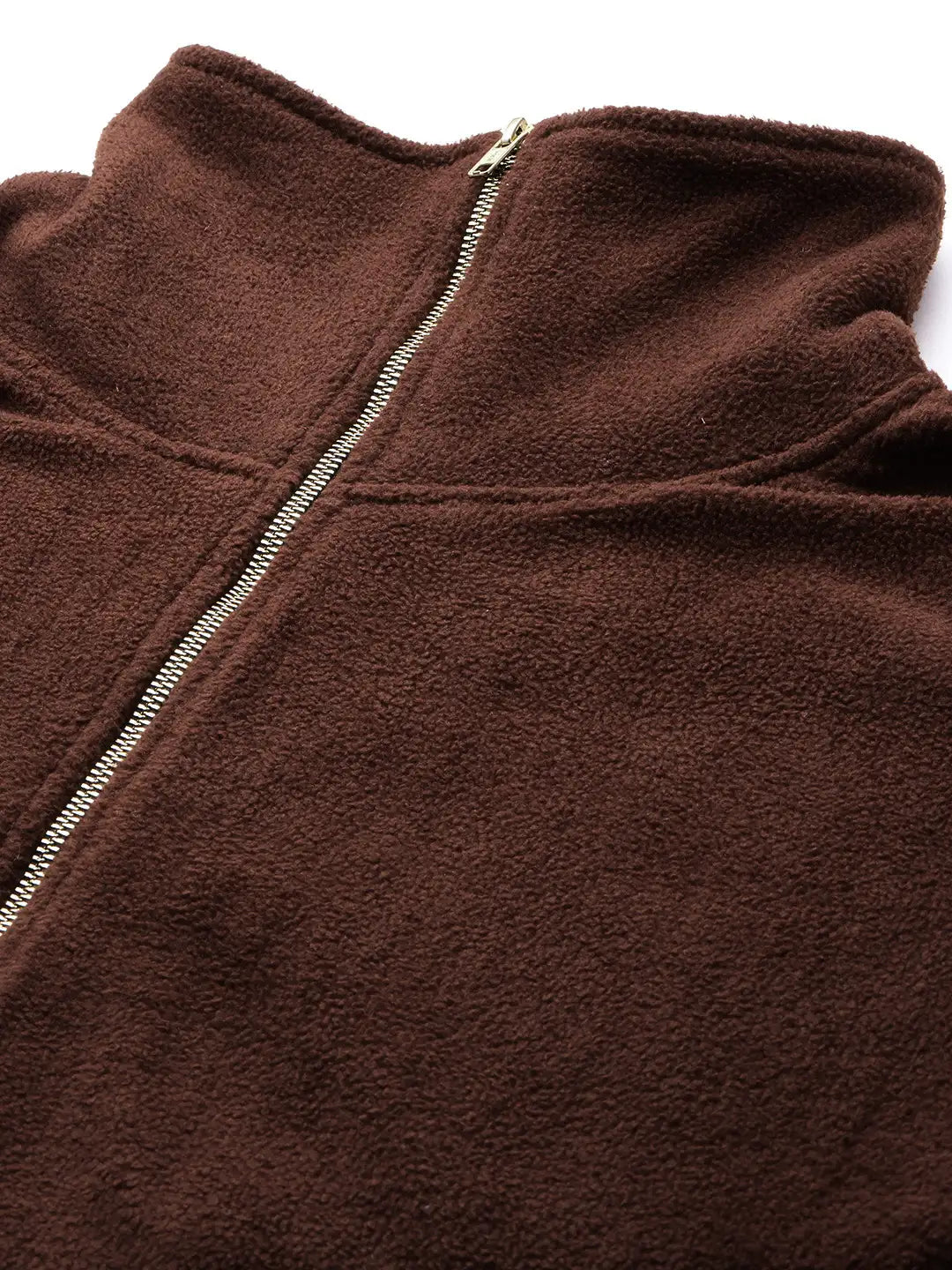 Brown fleece zipper poncho jacket