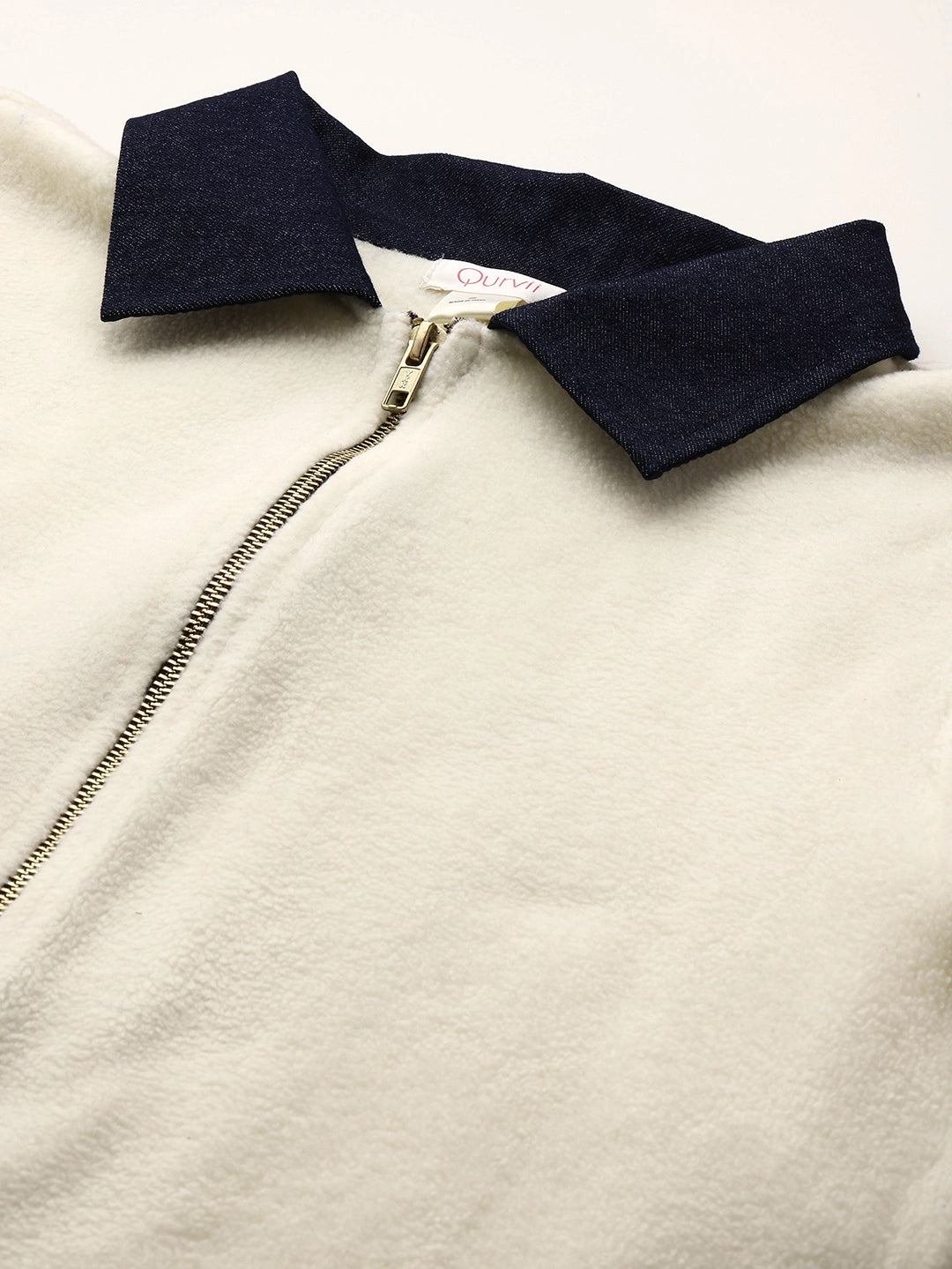 Fleece denim collar long Jacket