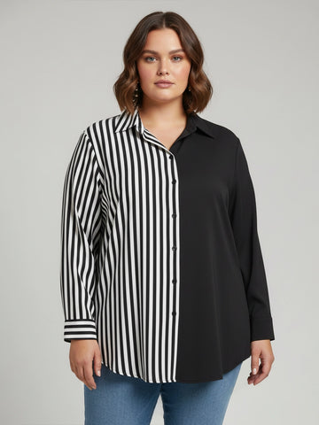 Stripe printed black shirt