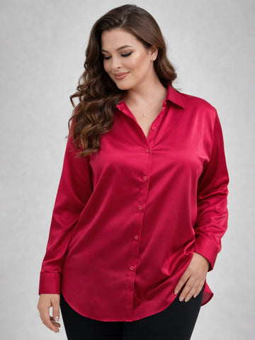 Ruby red silk blend shirt