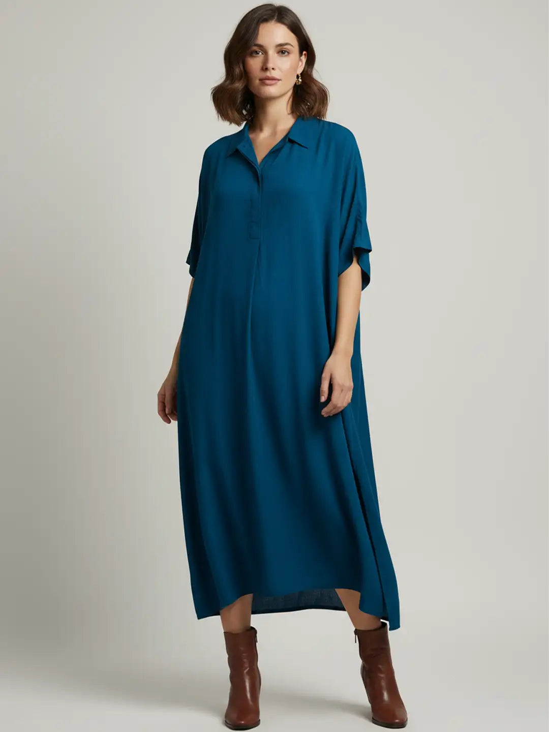 Teal rayon oversize dress