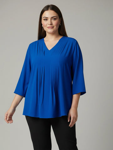 Royal blue pin tucks tunic top