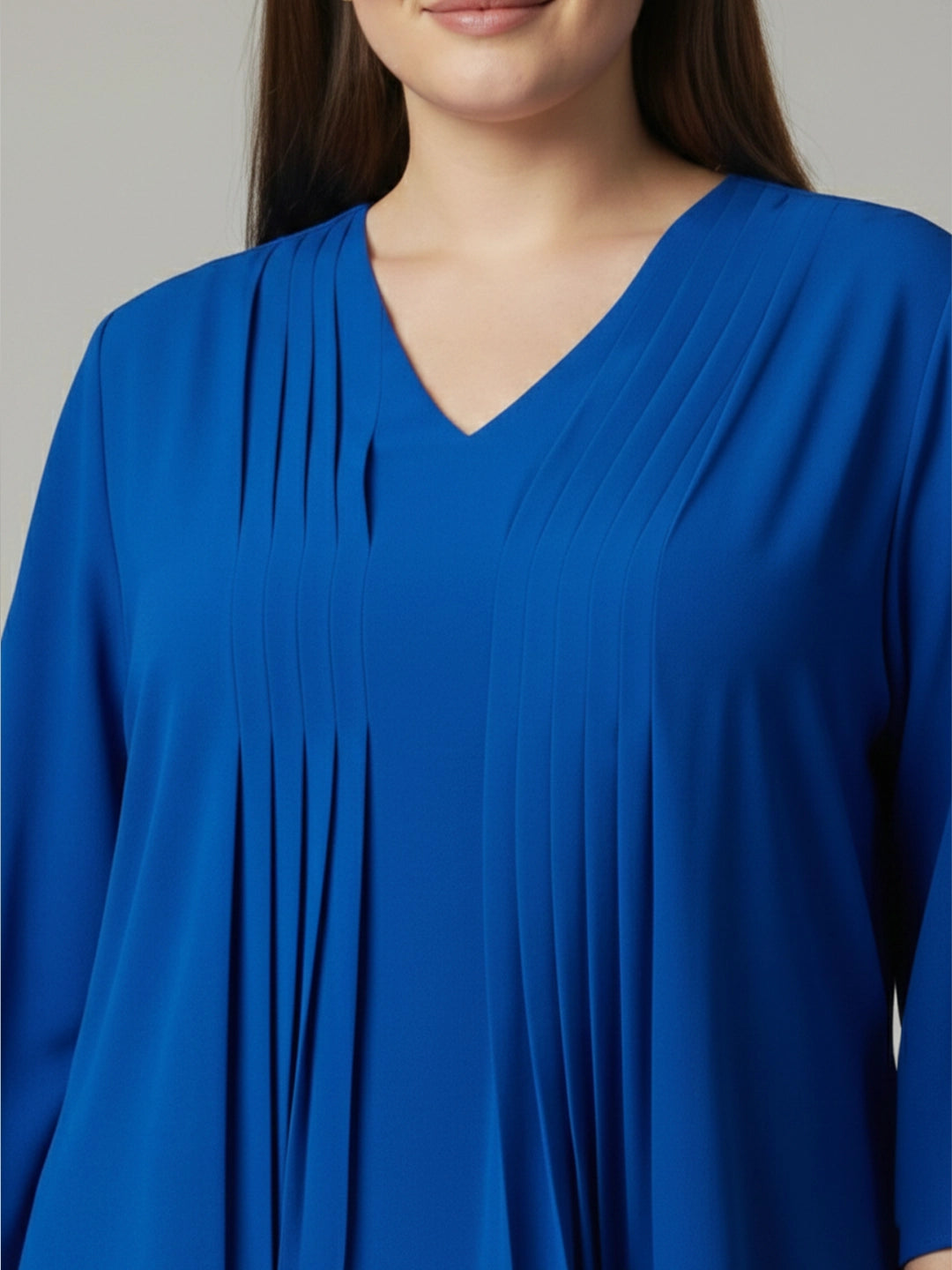 Royal blue pin tucks tunic top