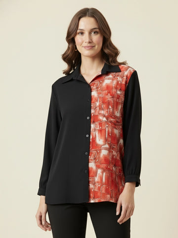 Black and red printed shirt