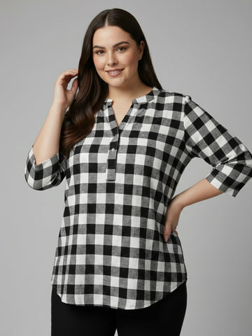 Black & white check cotton top
