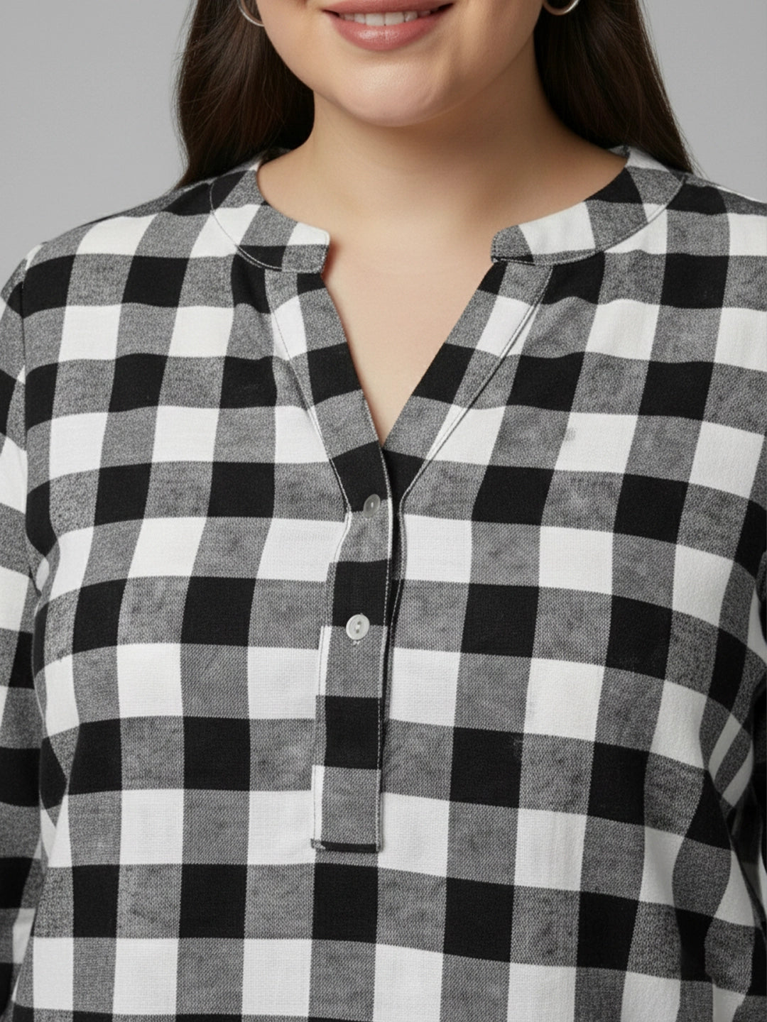 Black & white check cotton top