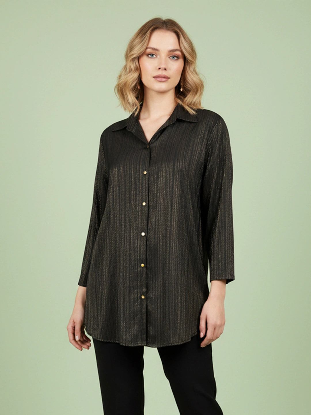 Olive gold zari shirt