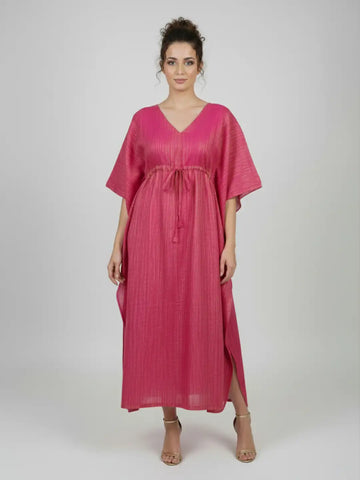 Magenta gold zari long kaftan