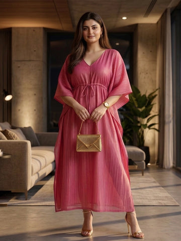 Magenta gold zari long kaftan
