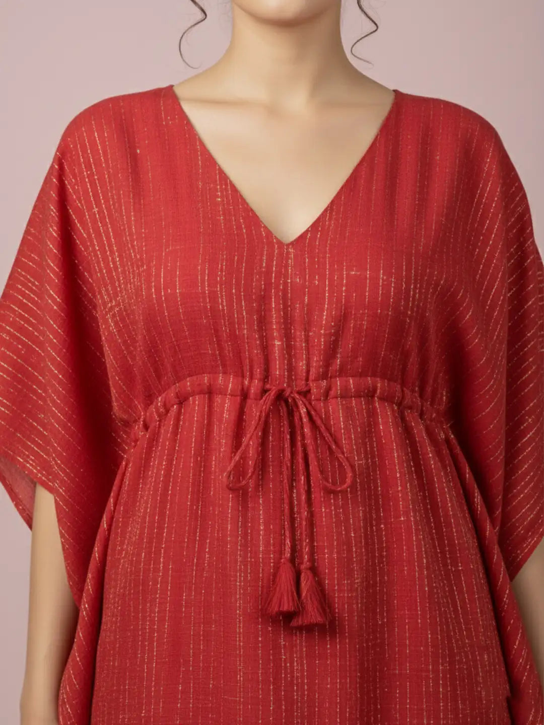 Red gold zari long kaftan