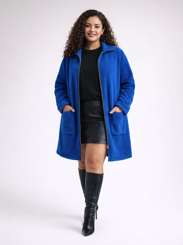 Royal blue sherpa fleece jacket