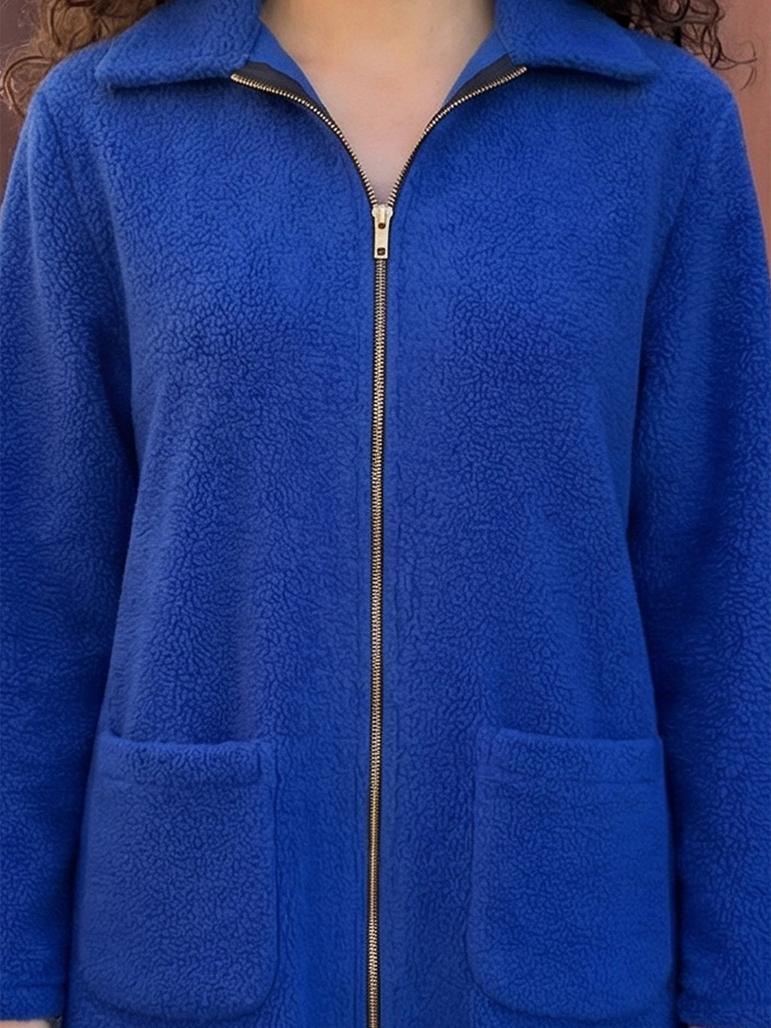 Royal blue sherpa fleece jacket